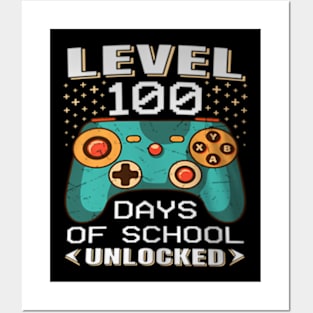 100 Days School Video Gamer 100th Day Teacher Student Kids Posters and Art